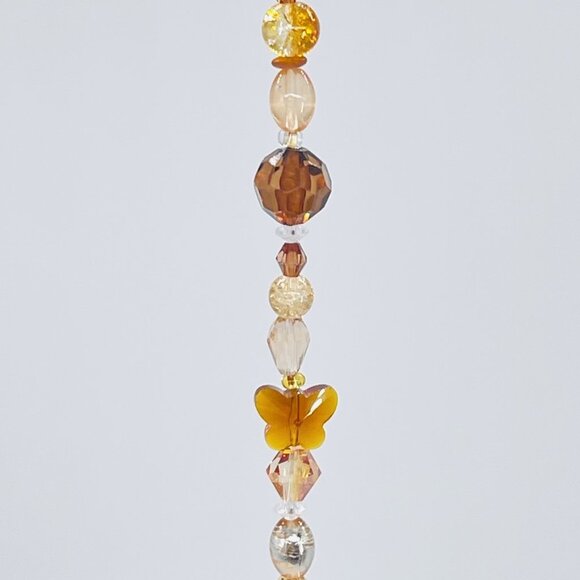 Beaded Suncatcher - Brown Butterfly - Clear Crystal Ring  -  Indoor/Outdoor - Picture 13 of 13